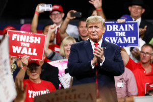 President Donald Trump at a Make America Great Again rally in Johnson City, Tenn., on Oct. 1, 2018. (Charlotte Cuthbertson/The Epoch Times)